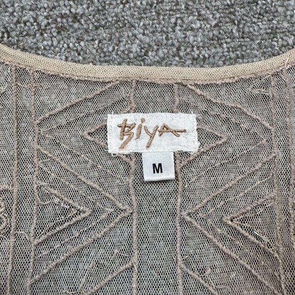 Biya Johnny Was Sheer Nude Netted Beaded Embroidered Fit Flare BohoDress Medium - Picture 2 of 6